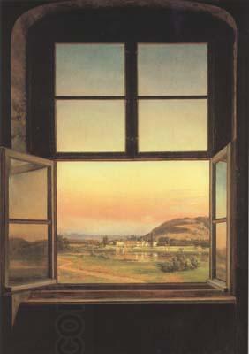 Johan Christian Dahl Window with a view of Pillnitz Castle (mk10) China oil painting art